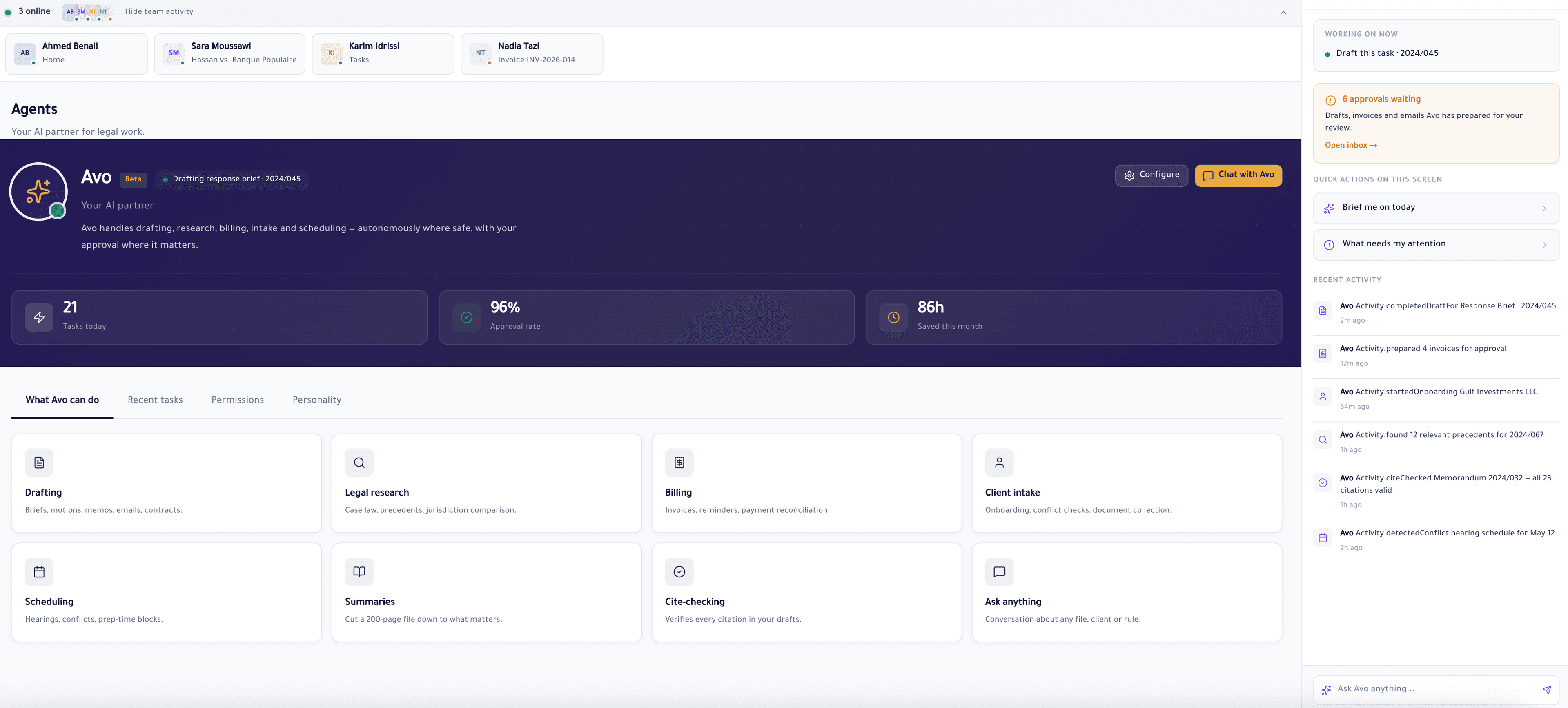 Avocapp dashboard preview